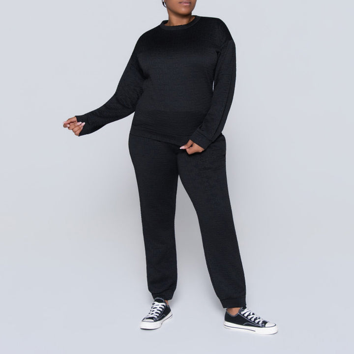Black Jacquard Poly Span Track Top
