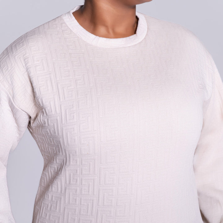 Oatmeal Jacquard Poly Span Track Top