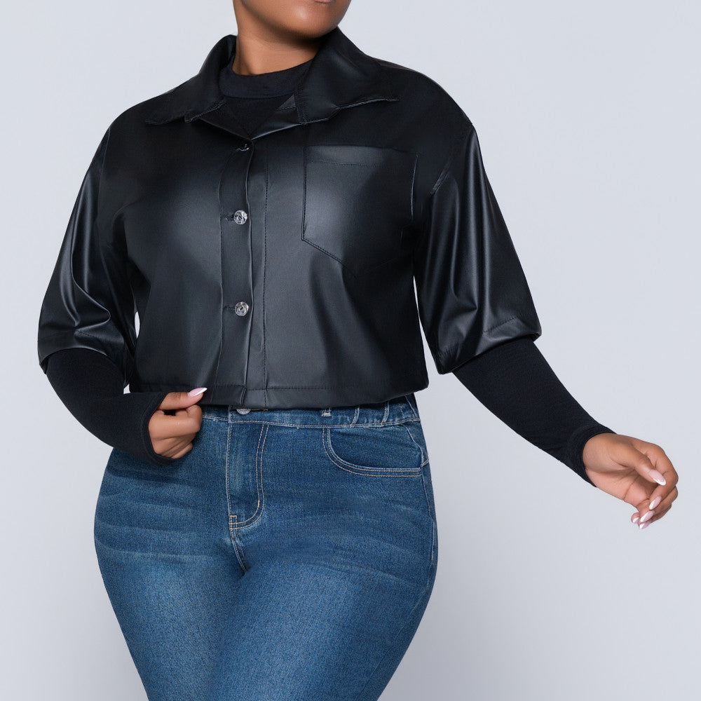 Black Pleather Top