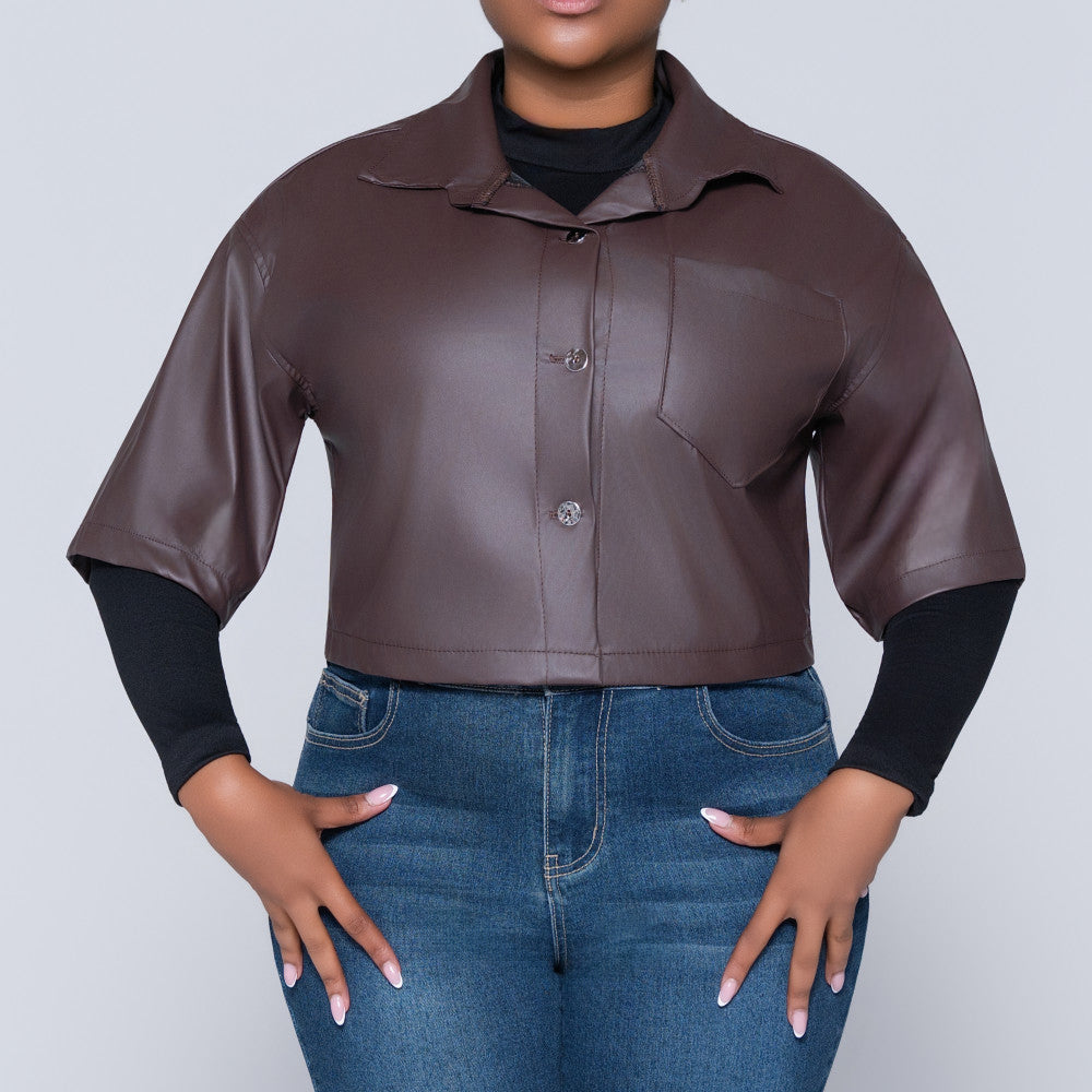 Choc Pleather Top