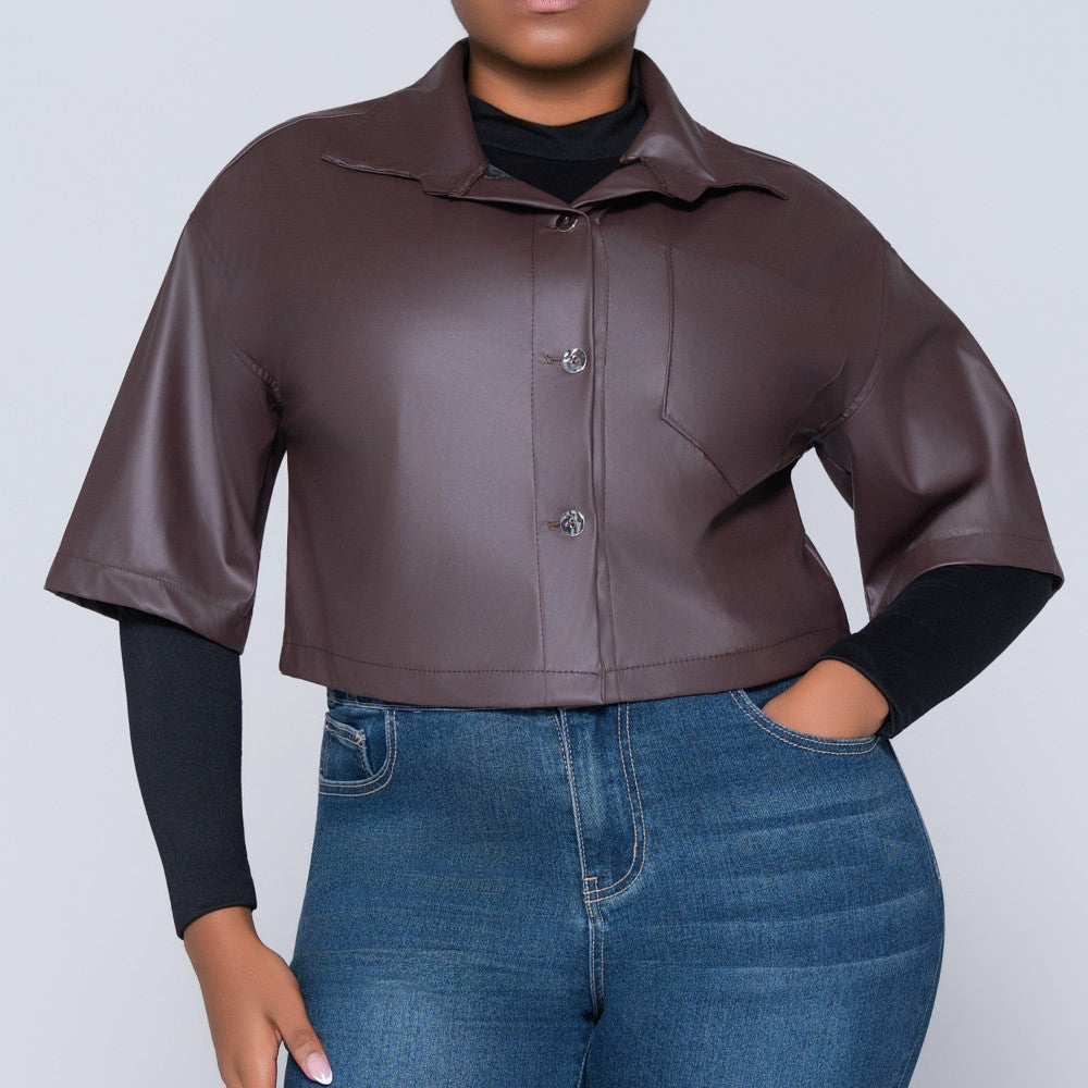 Choc Pleather Top