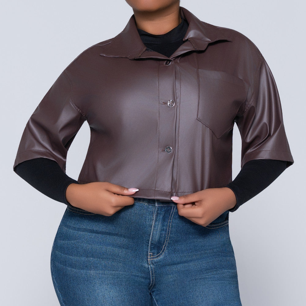 Choc Pleather Top