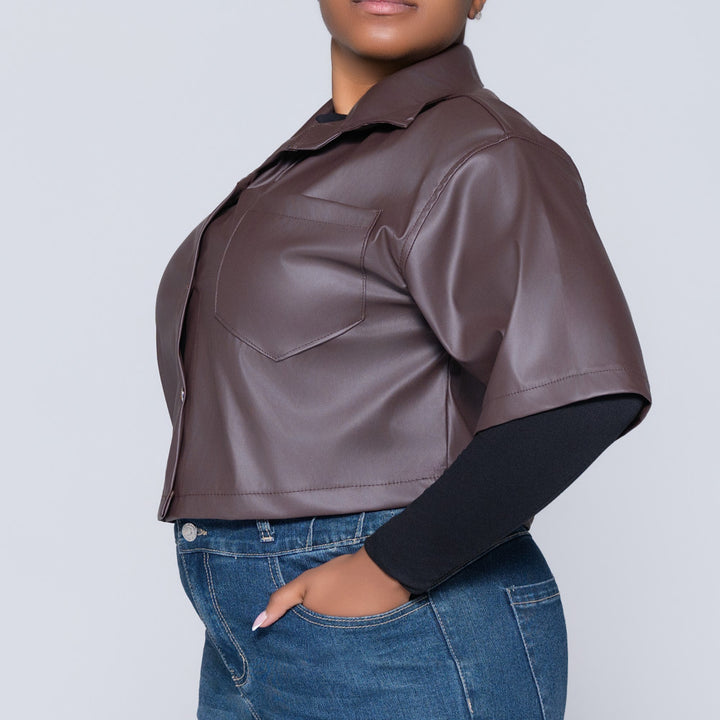 Choc Pleather Top
