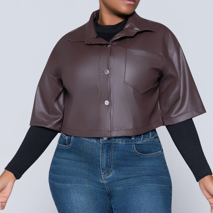 Choc Pleather Top