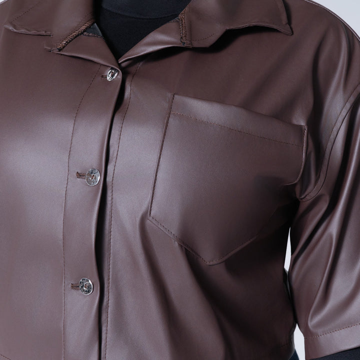 Choc Pleather Top