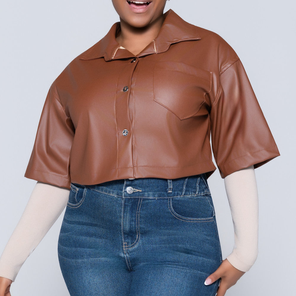 Coffee Pleather Top