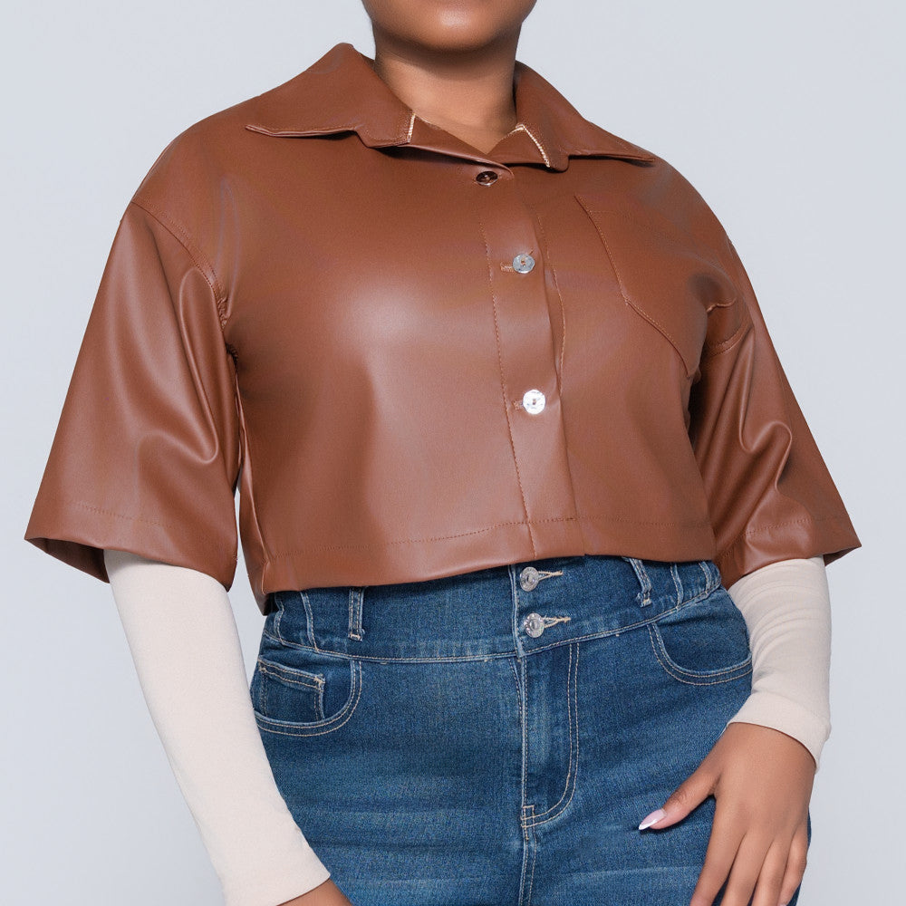 Coffee Pleather Top