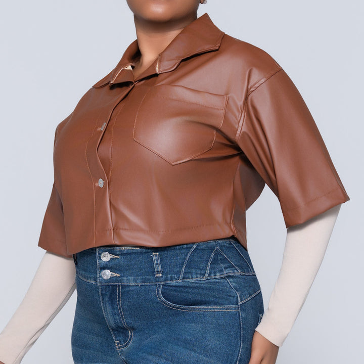 Coffee Pleather Top