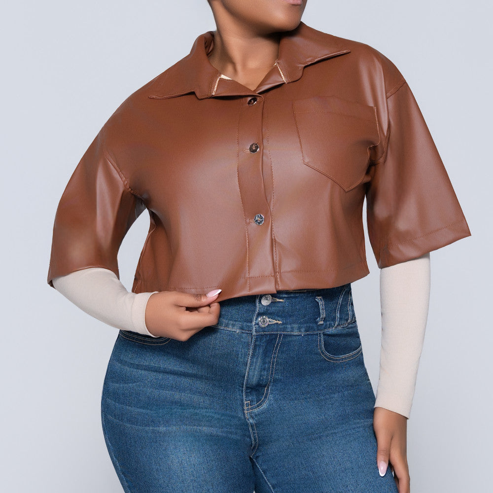 Coffee Pleather Top