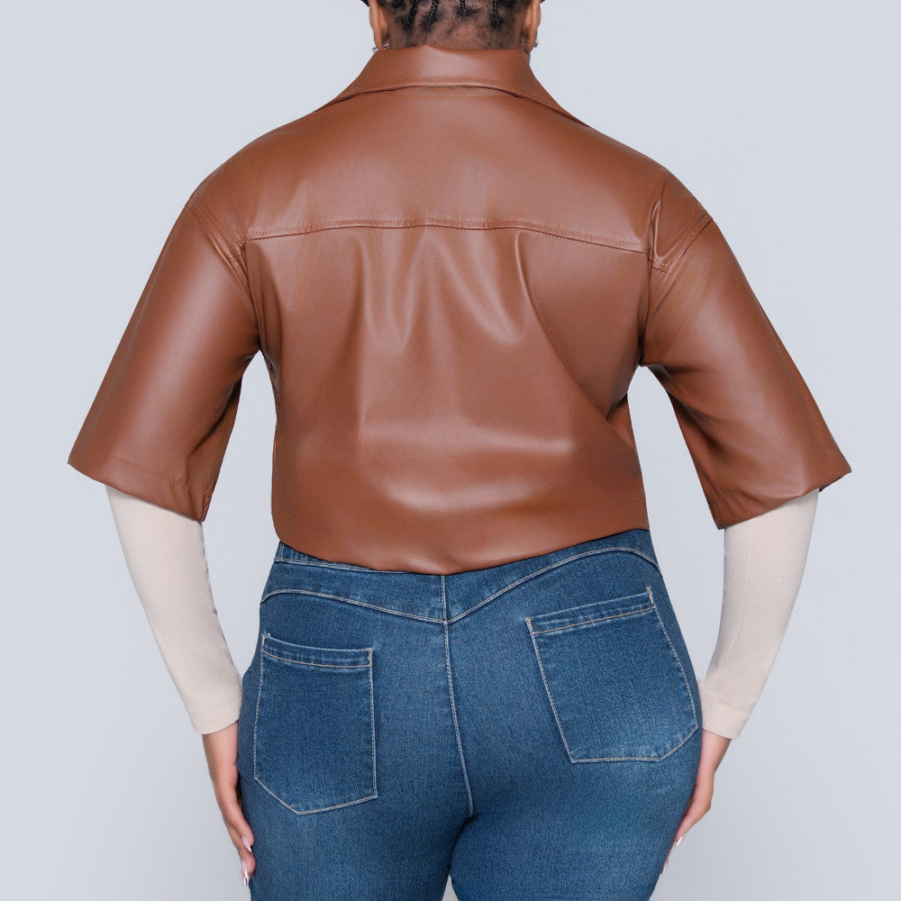 Coffee Pleather Top
