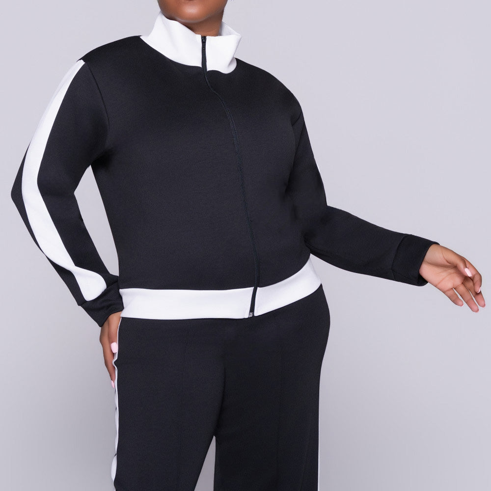 Poly Span Zipper Black Modal Top