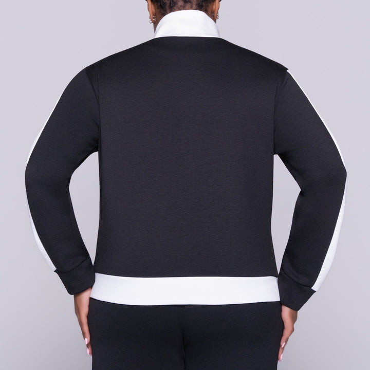 Poly Span Zipper Black Modal Top