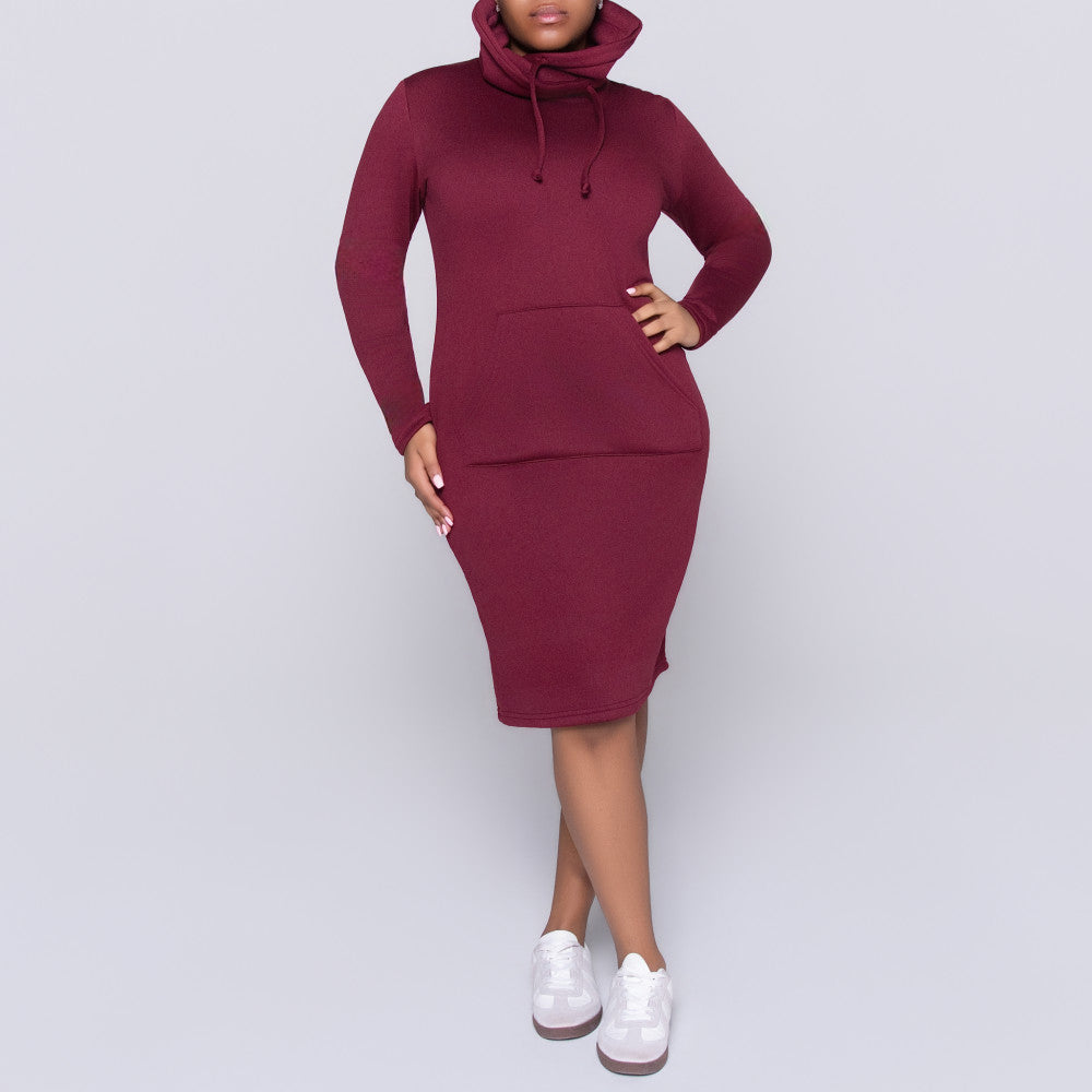 Wine Long Sleeve Dress