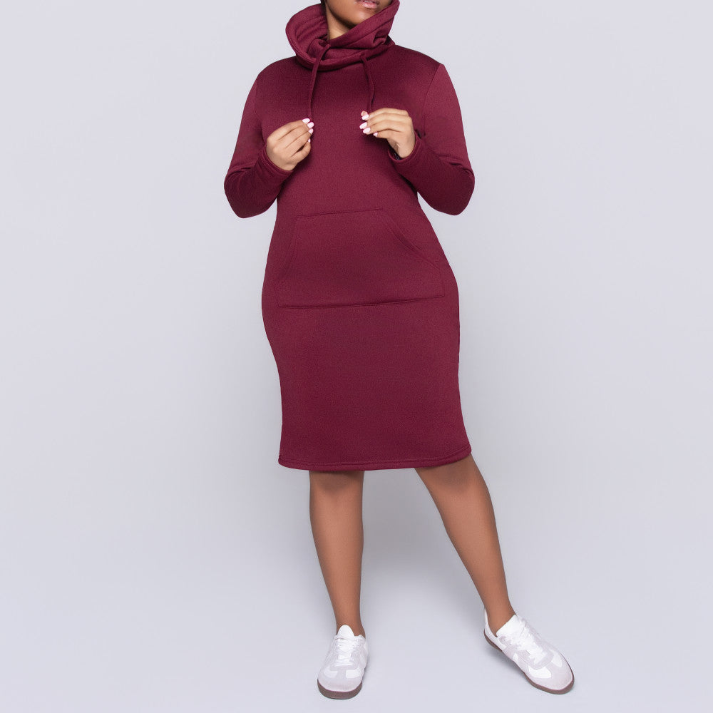 Wine Long Sleeve Dress