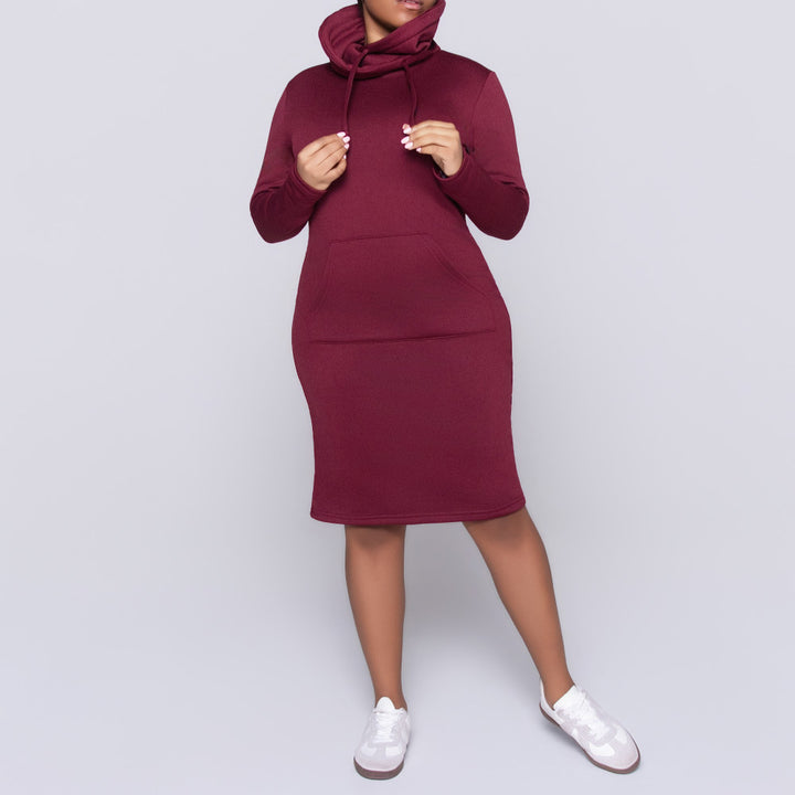 Wine Long Sleeve Dress