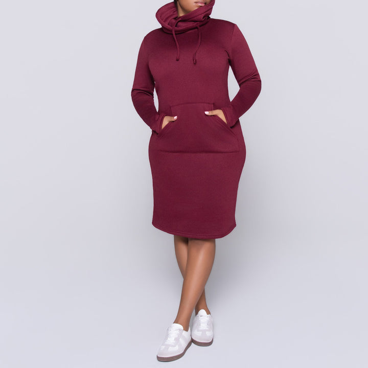 Wine Long Sleeve Dress