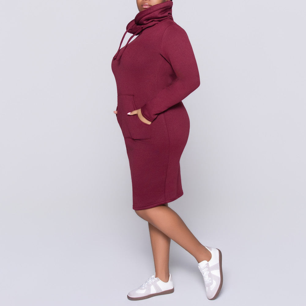 Wine Long Sleeve Dress