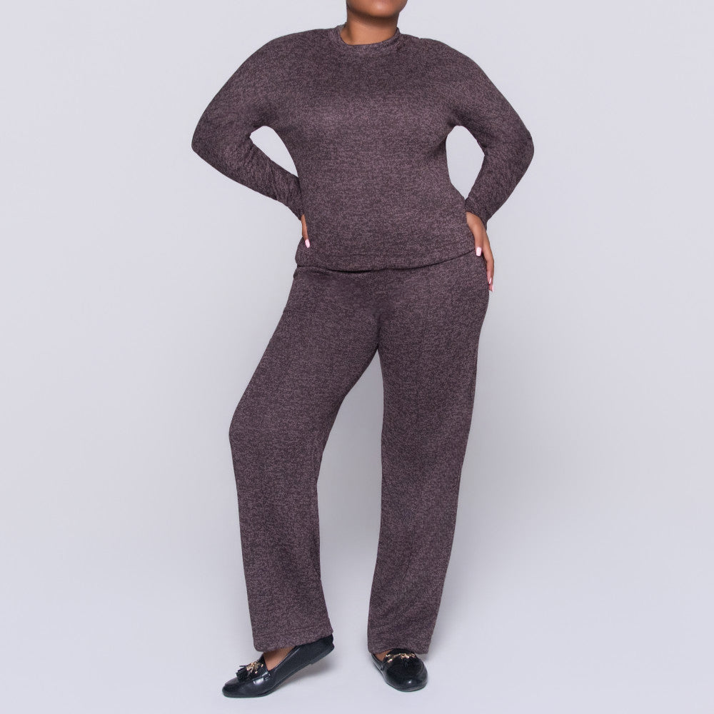 Long Sleeve Choc Mottle Jersey Knit Tracksuit Set