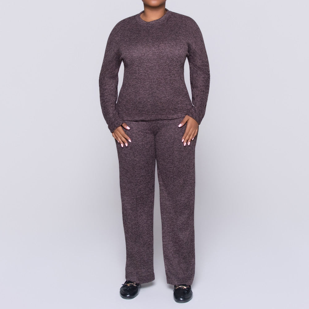 Long Sleeve Choc Mottle Jersey Knit Tracksuit Set