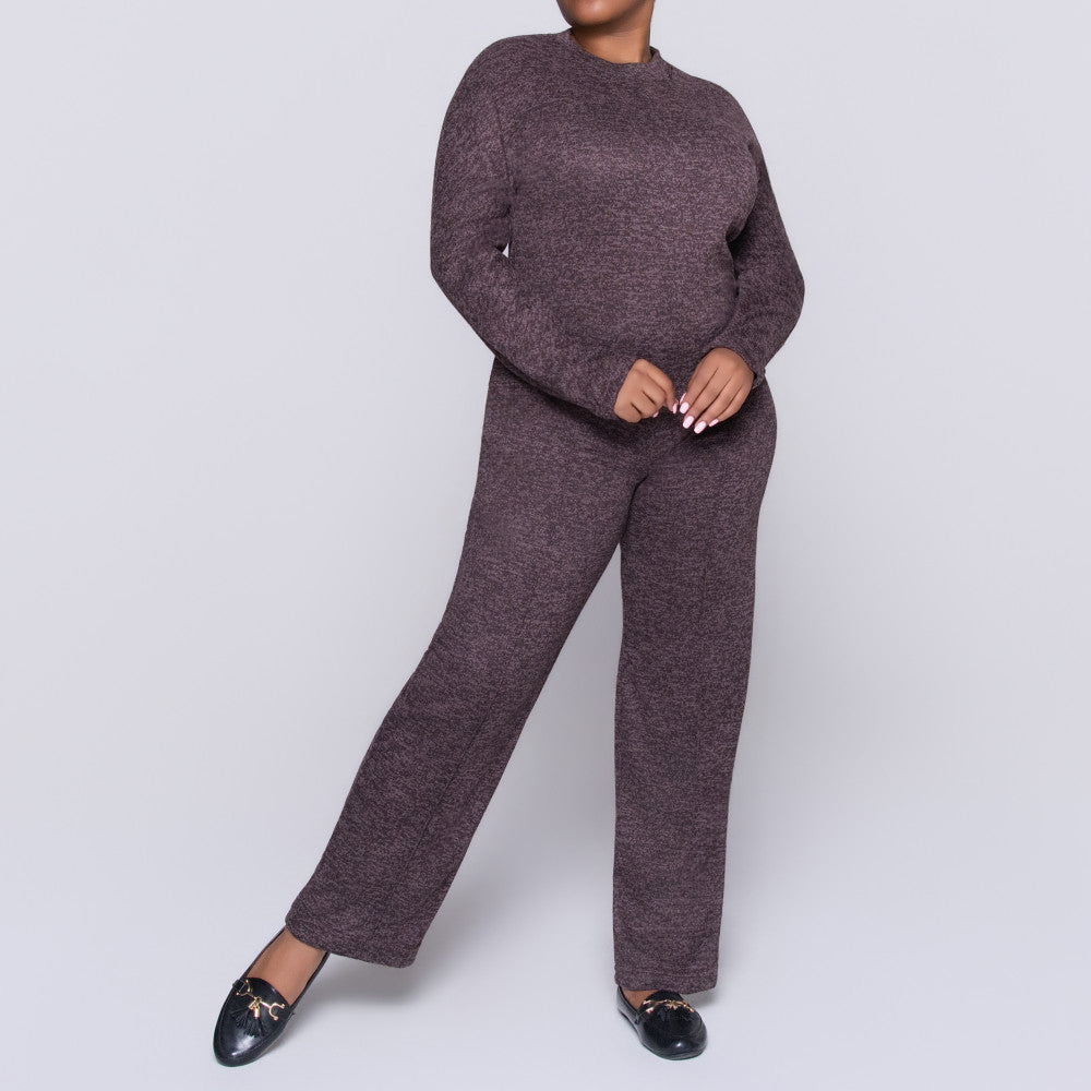 Long Sleeve Choc Mottle Jersey Knit Tracksuit Set