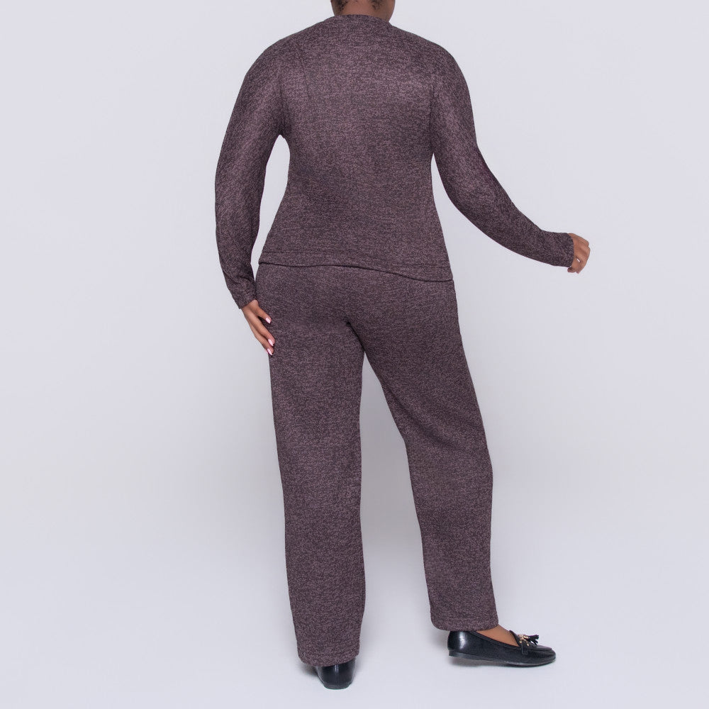 Long Sleeve Choc Mottle Jersey Knit Tracksuit Set