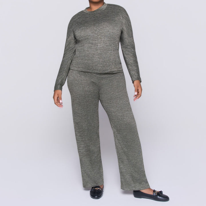 Long Sleeve Olive Mottle Jersey Knit Tracksuit Set