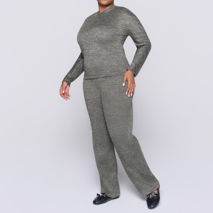 Long Sleeve Olive Mottle Jersey Knit Tracksuit Set
