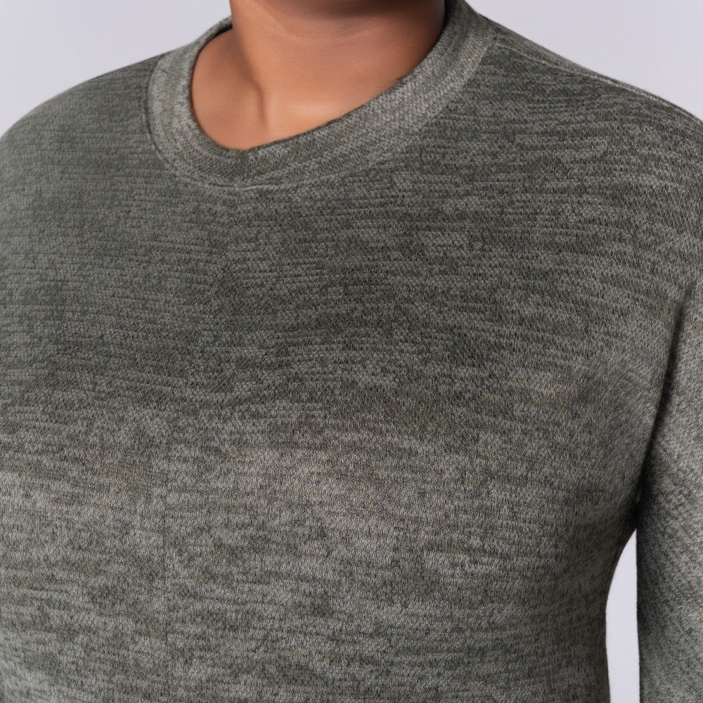 Long Sleeve Olive Mottle Jersey Knit Tracksuit Set