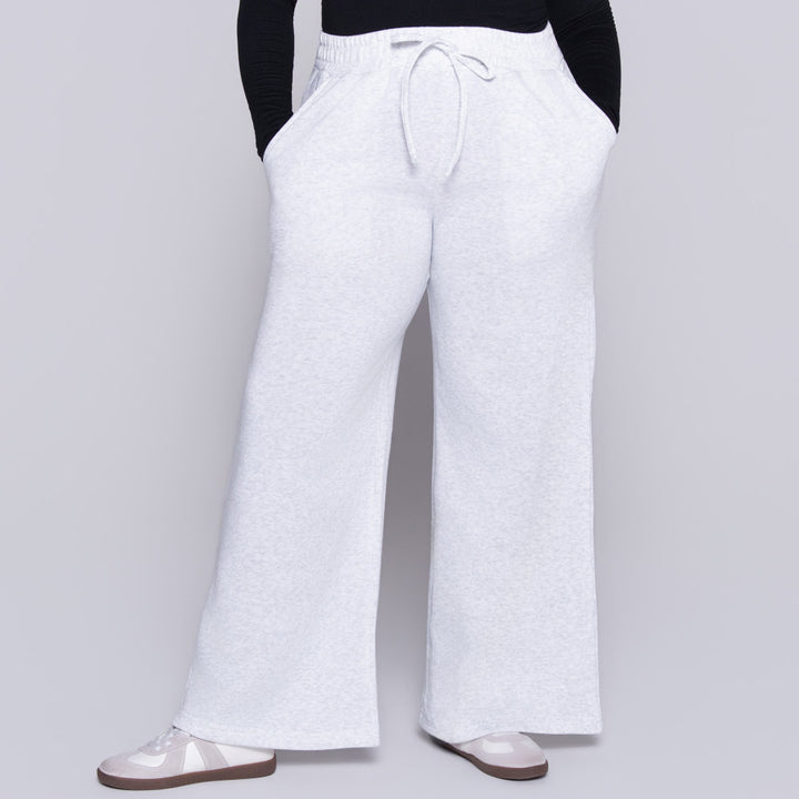Light/Grey Spun Poly Wide Leg Track Pants