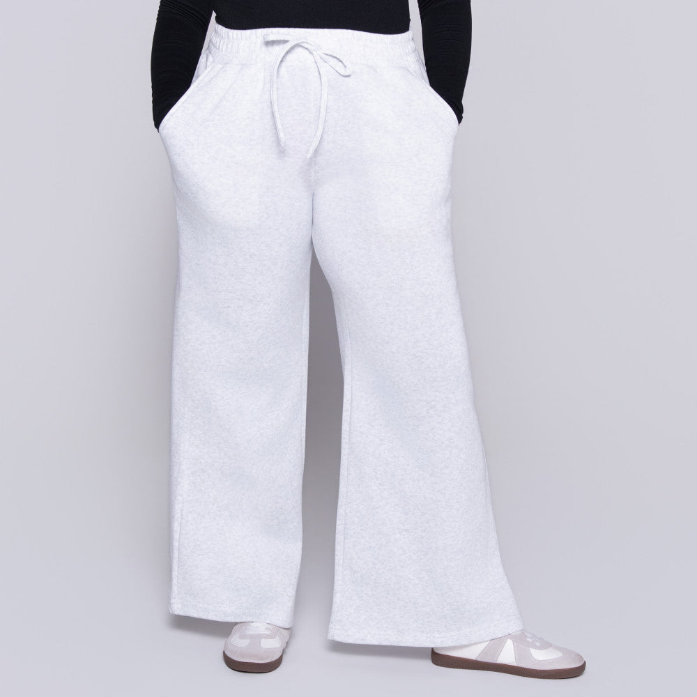 Light/Grey Spun Poly Wide Leg Track Pants