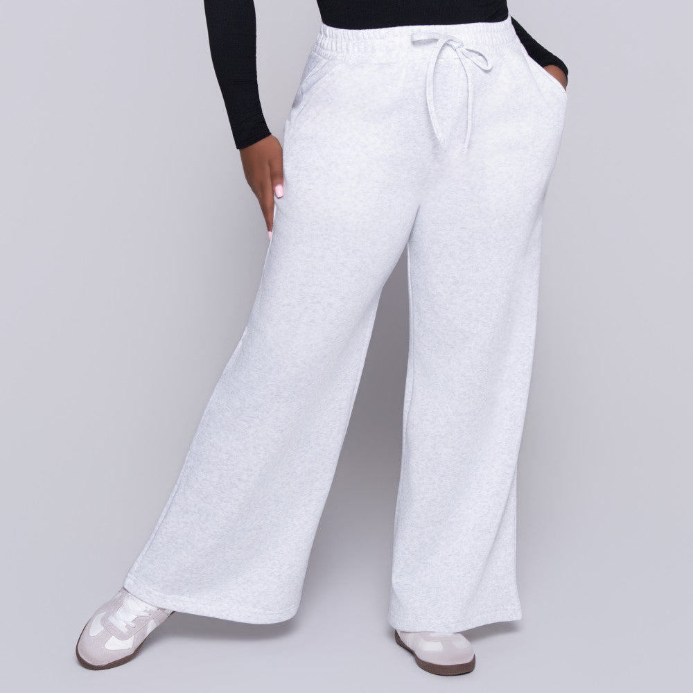 Light/Grey Spun Poly Wide Leg Track Pants