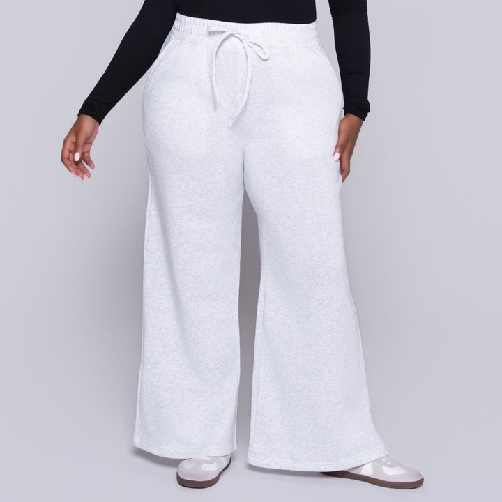 Light/Grey Spun Poly Wide Leg Track Pants