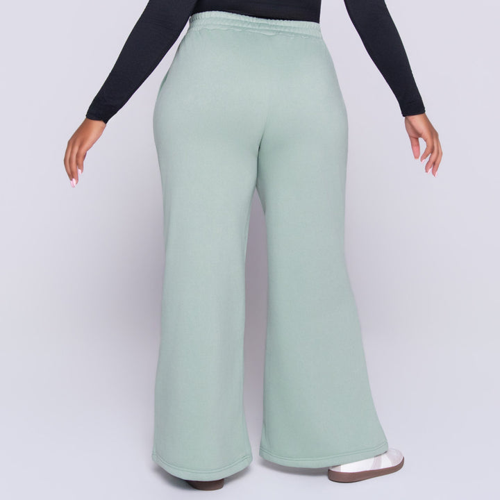 Sage Spun Poly Wide Leg Track Pants