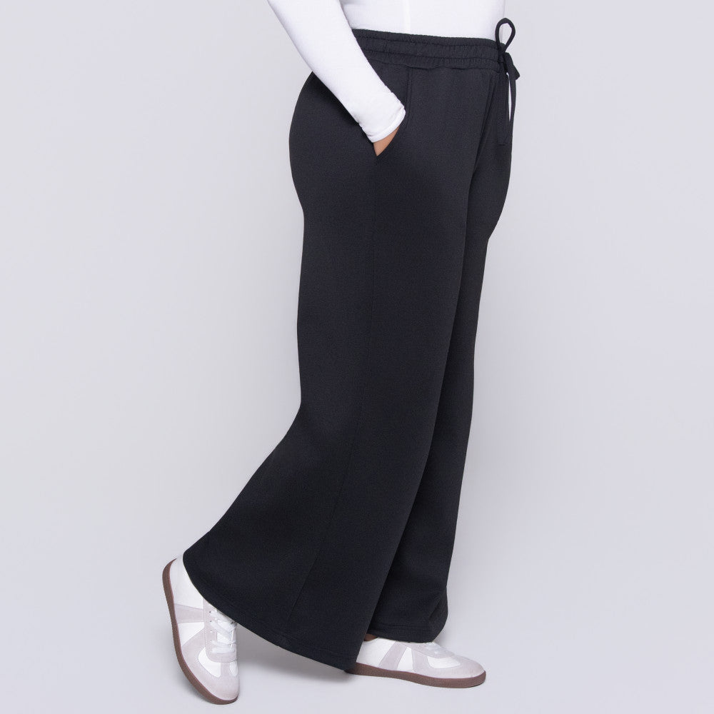 Black Scuba Modal Wide Leg Pants