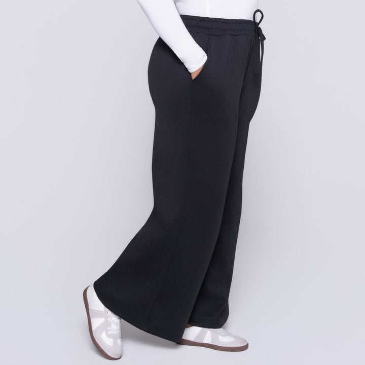 Black Scuba Modal Wide Leg Pants