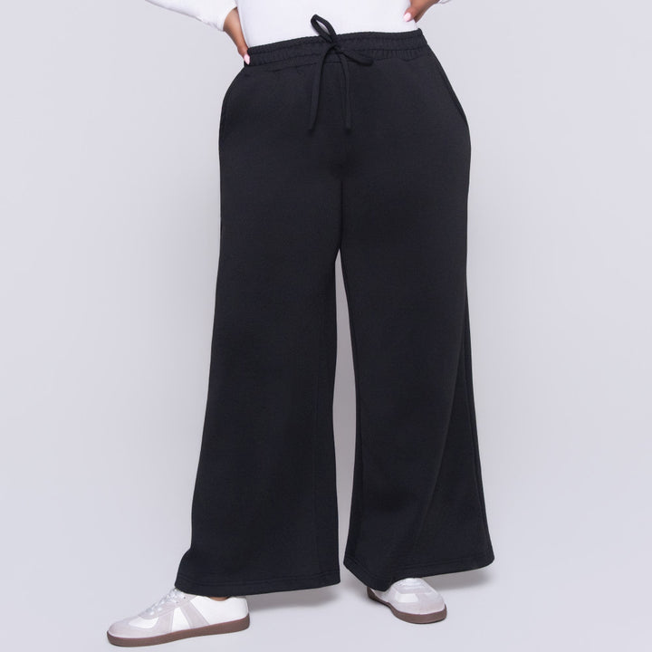 Black Scuba Modal Wide Leg Pants