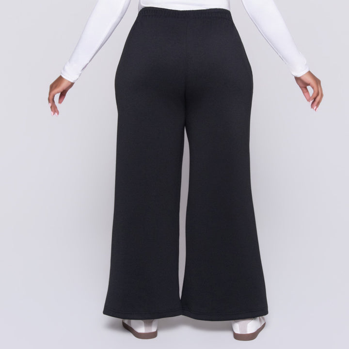 Black Scuba Modal Wide Leg Pants