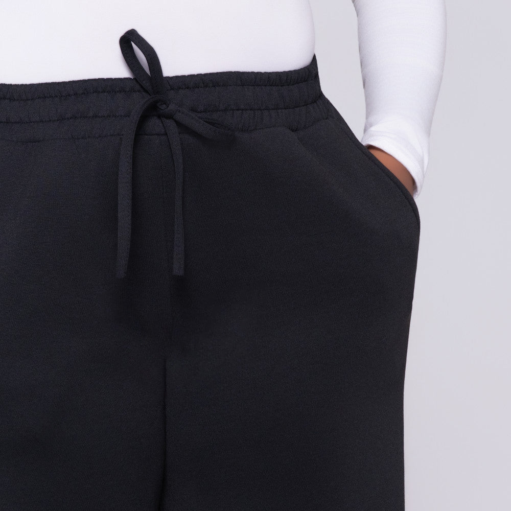 Black Scuba Modal Wide Leg Pants