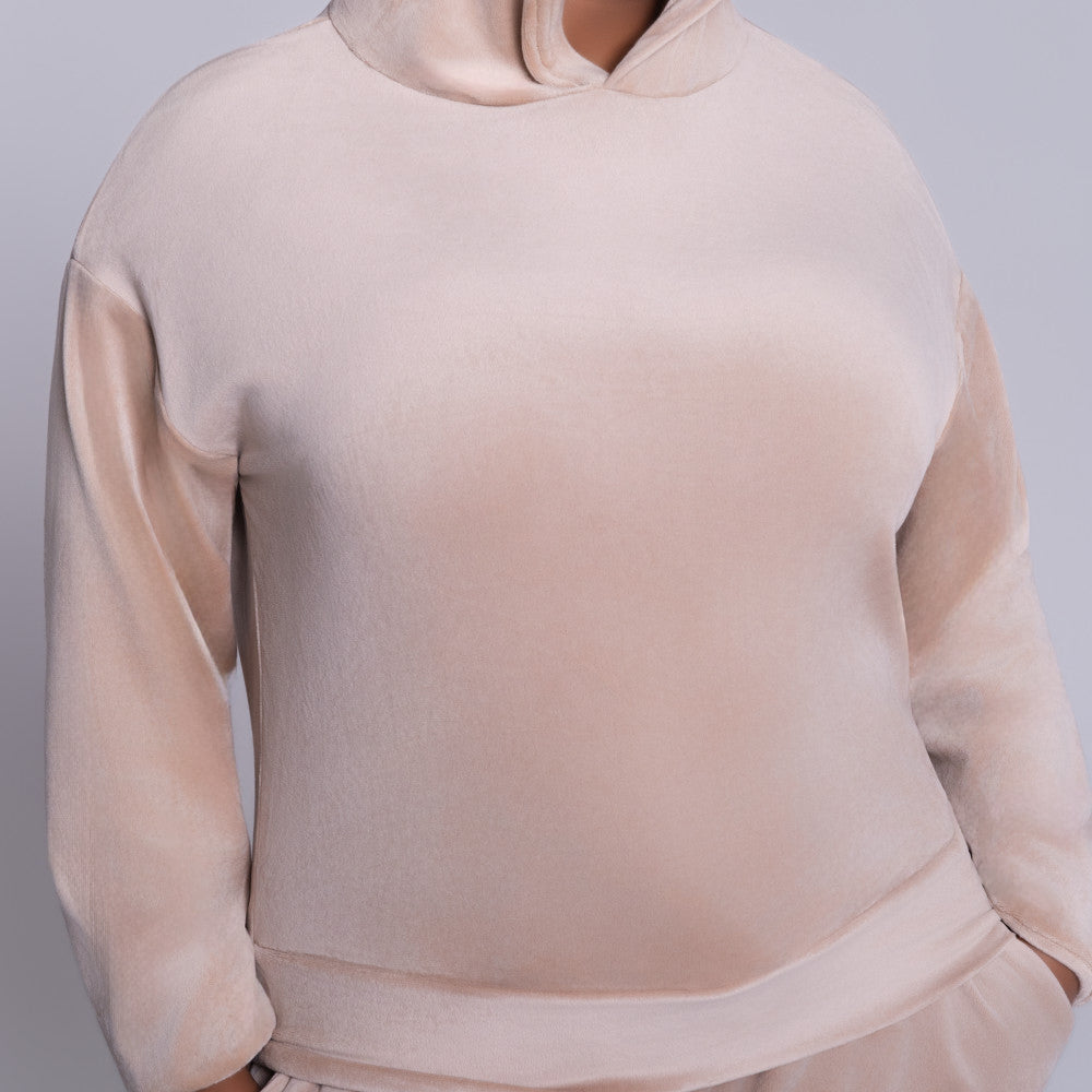 Stone Velour Hooded Tracksuit Set