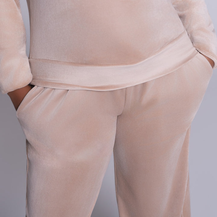 Stone Velour Hooded Tracksuit Set