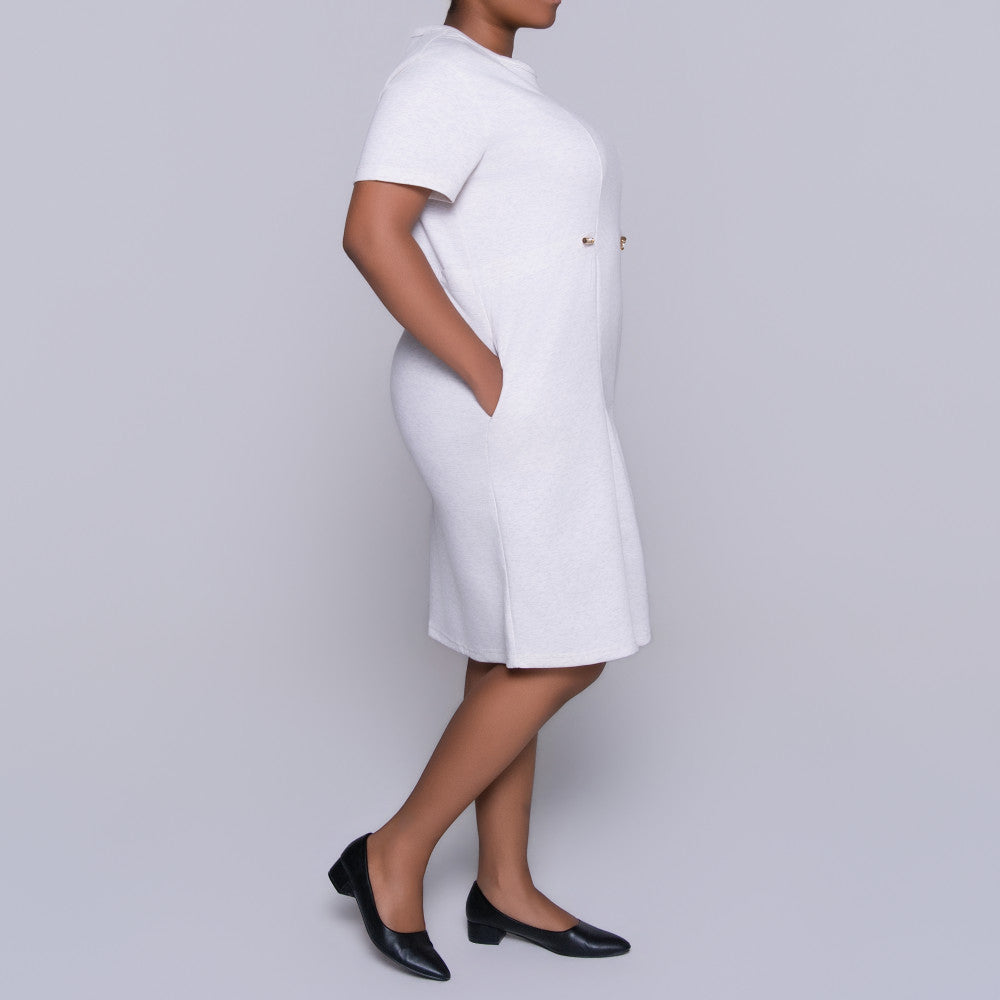Oatmeal Short Sleeve Scuba Modal Dress
