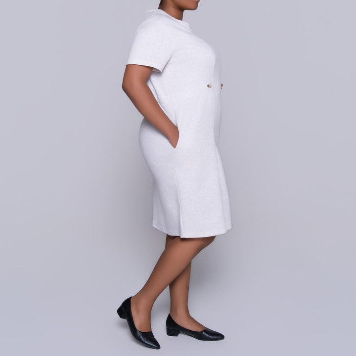 Oatmeal Short Sleeve Scuba Modal Dress