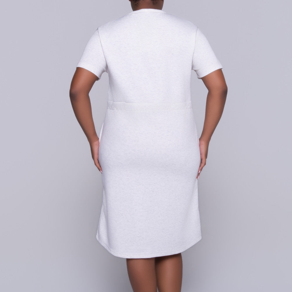 Oatmeal Short Sleeve Scuba Modal Dress