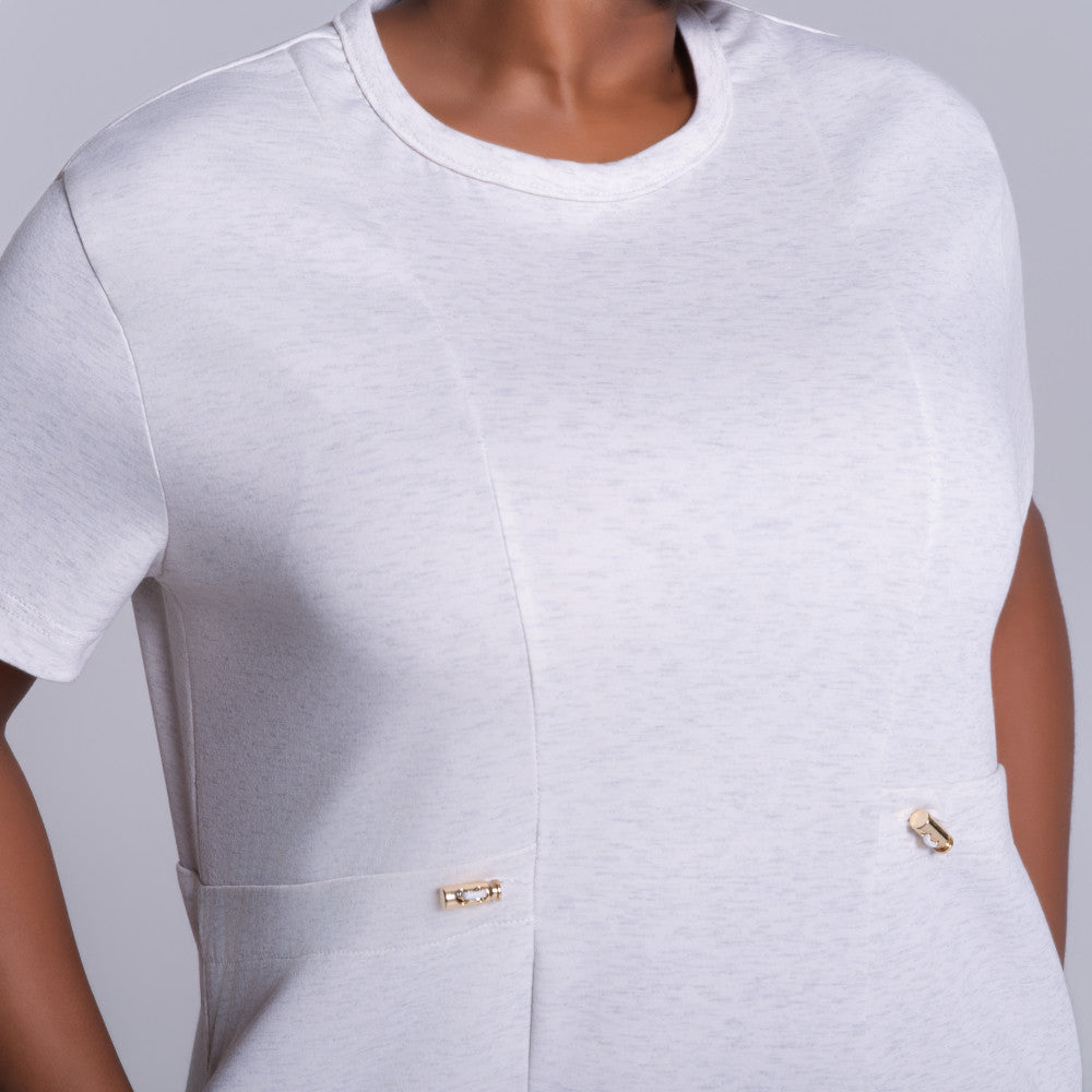 Oatmeal Short Sleeve Scuba Modal Dress