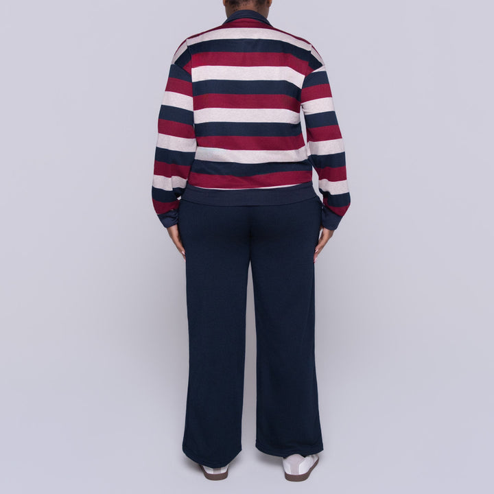 Navy Long Sleeve Striped Tracksuit Set