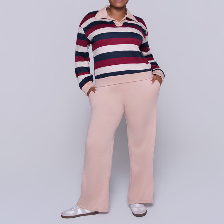 Stone Long Sleeve Striped Tracksuit Set