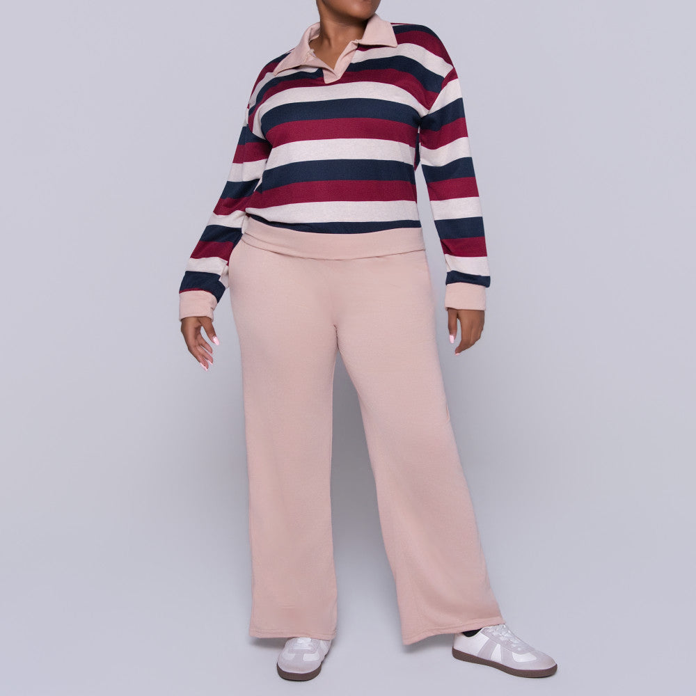 Stone Long Sleeve Striped Tracksuit Set