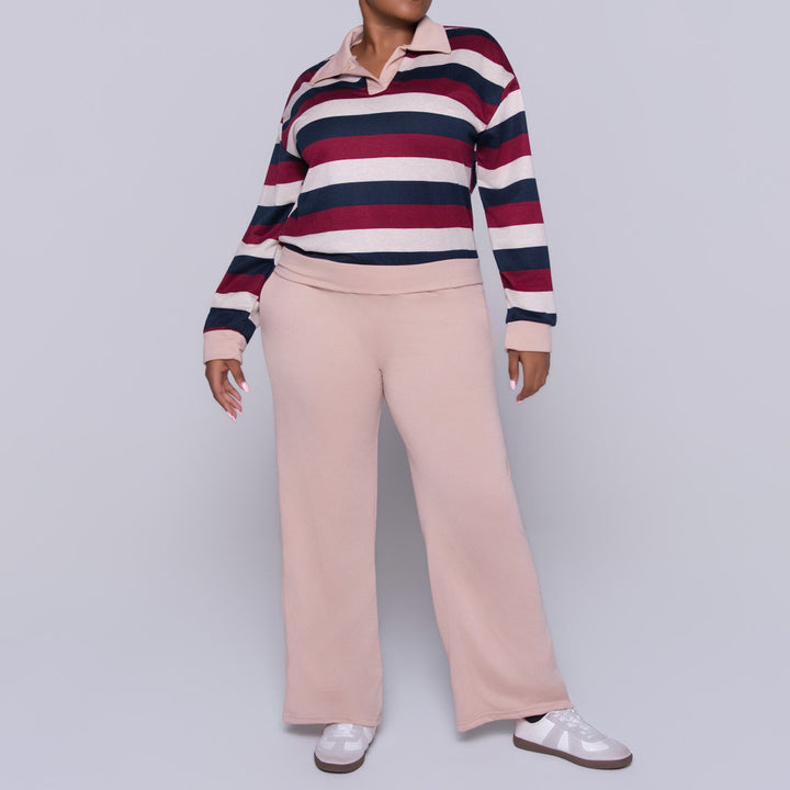 Stone Long Sleeve Striped Tracksuit Set