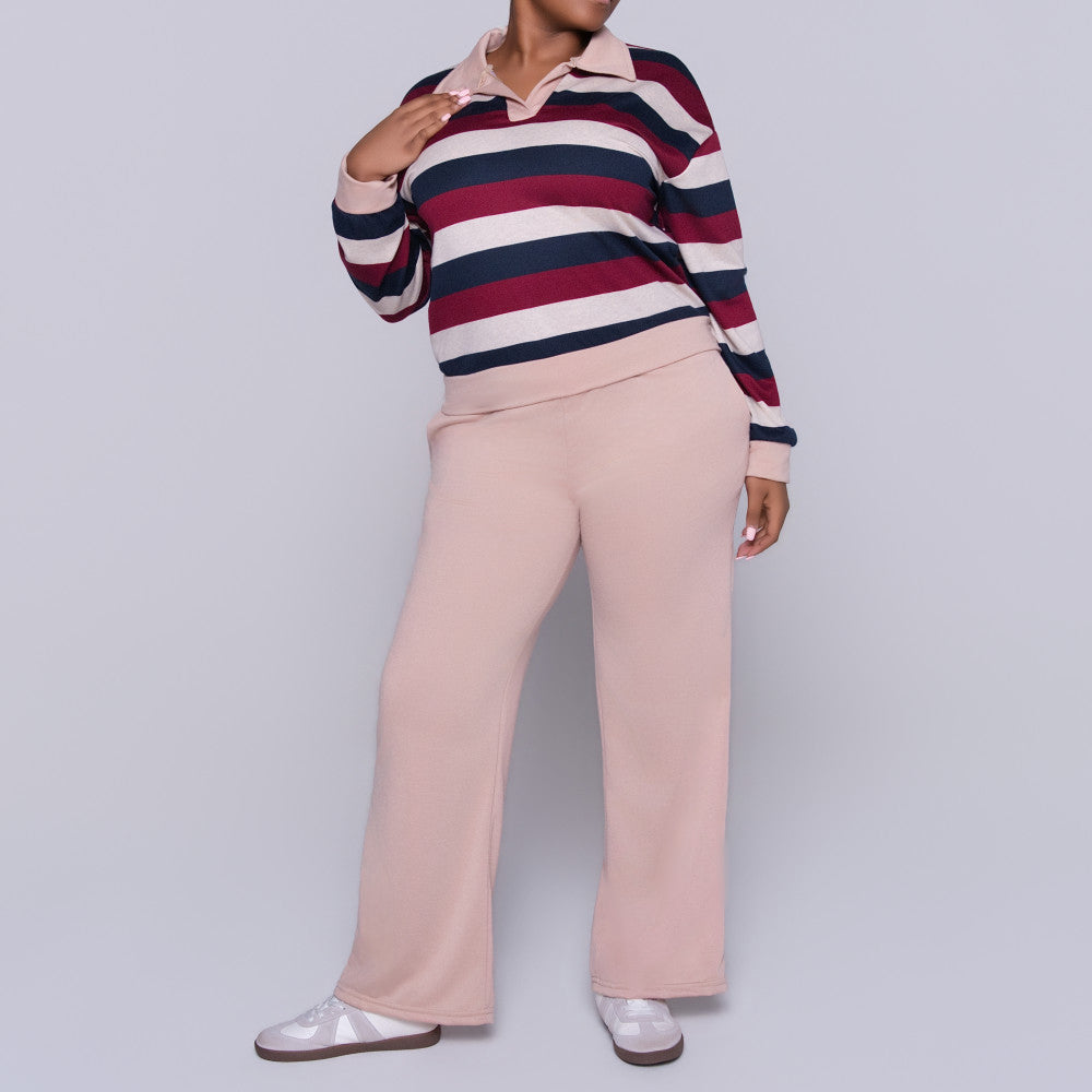 Stone Long Sleeve Striped Tracksuit Set