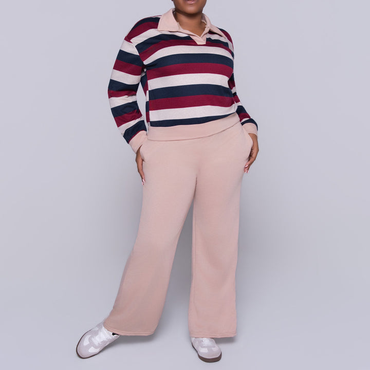 Stone Long Sleeve Striped Tracksuit Set